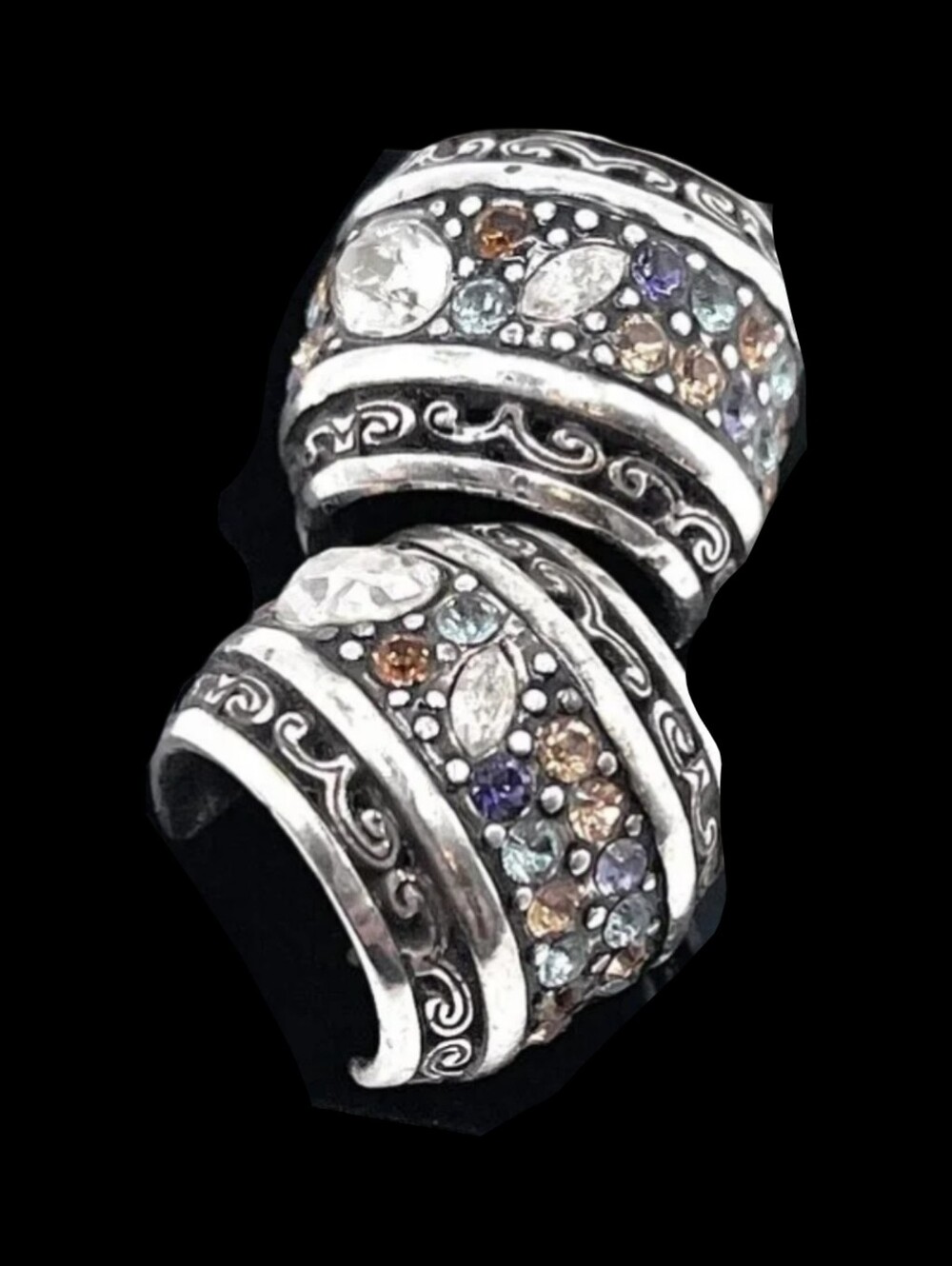 Brighton Trust Your Journey Multi Colored Swarovski Crystal Hoop Earrings